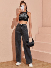 Kotty Women Jean Straight Fit High Rise Stretchable Jeans