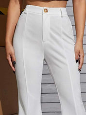 Kotty Women Solid Relaxed Straight Fit High-Rise Easy Wash Trousers