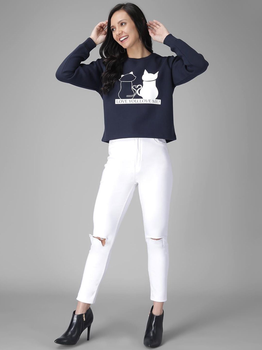 Kotty Women Blue Printed Sweatshirt
