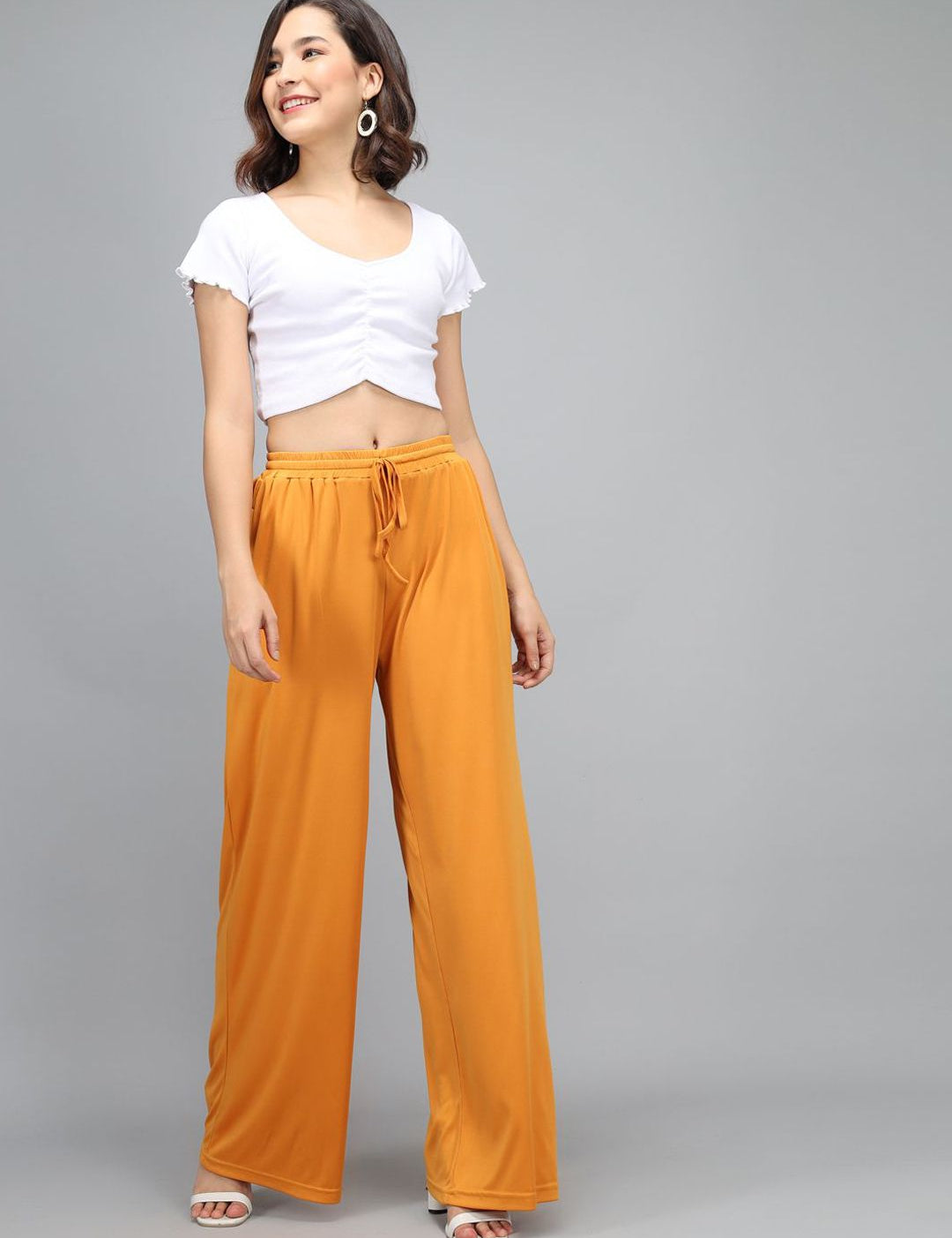 KOTTY Basics Women Orange Straight Fit High-Rise Easy Wash Parallel Trousers