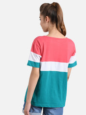 Kotty Women Multicoloured Pack of 2 Colourblocked Round Neck T-shirt