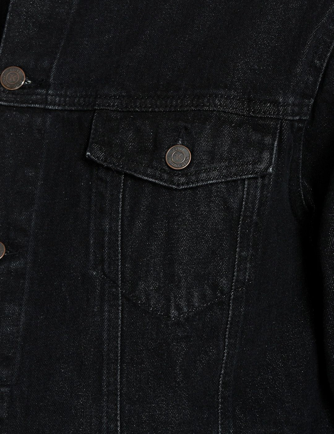 Kotty Men Black Solid Denim Jacket