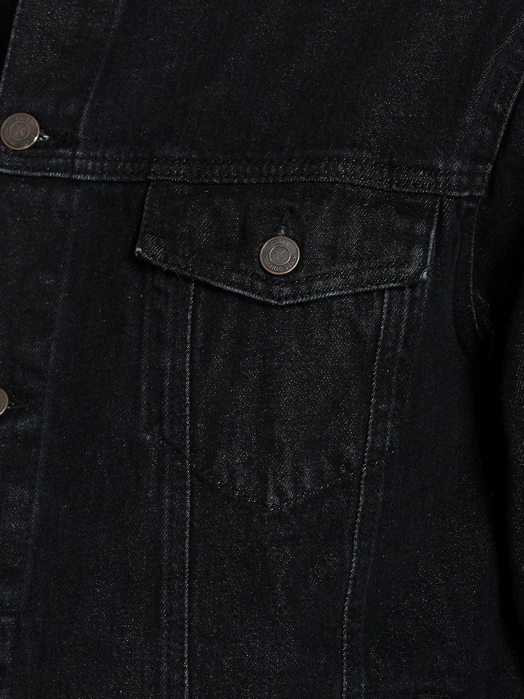 Kotty Men Black Solid Denim Jacket
