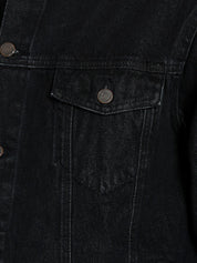 Kotty Men Black Solid Denim Jacket