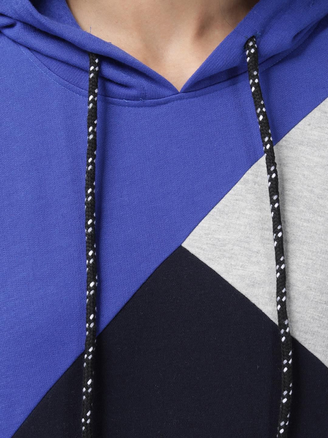 Kotty Women Blue & Black Colourblocked Hooded Sweatshirt
