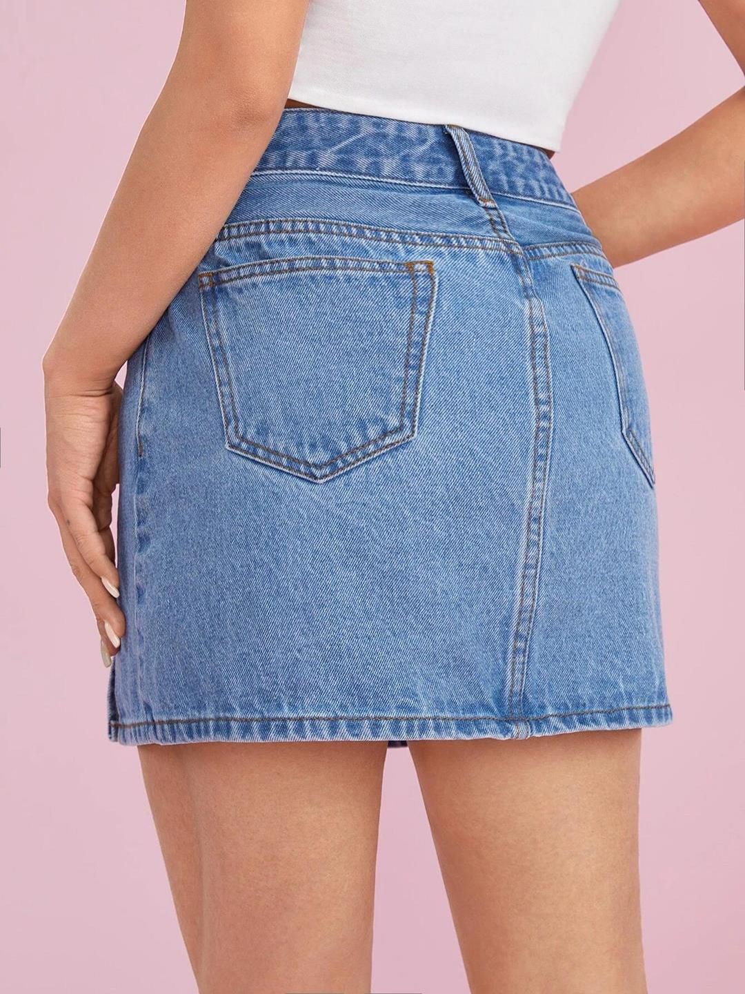 Kotty Denim Straight Mini Skirt