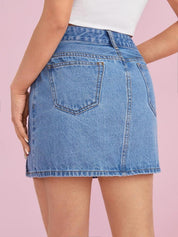 Kotty Denim Straight Mini Skirt