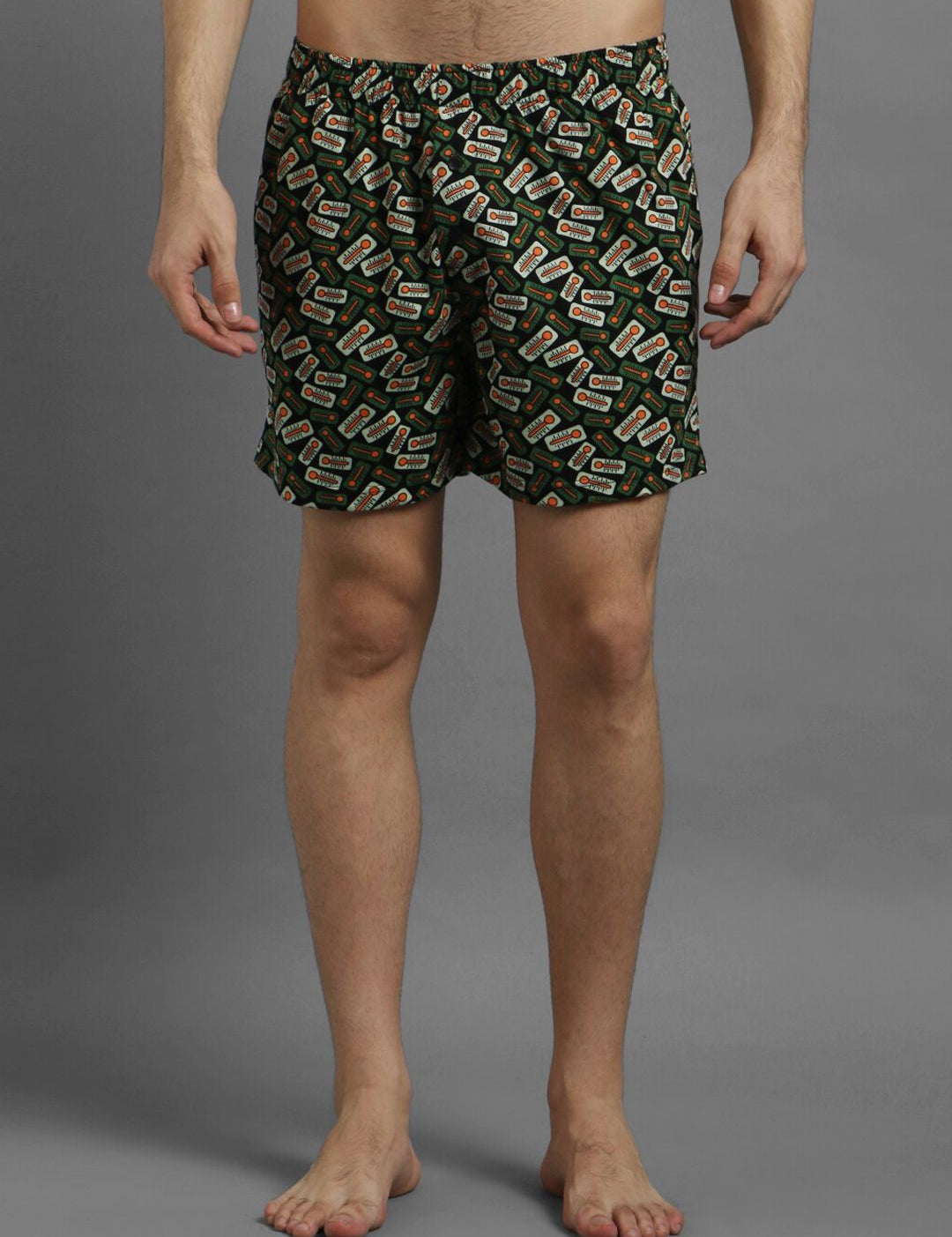 Kotty Men Black & Green Printed Boxers