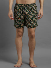 Kotty Men Black & Green Printed Boxers