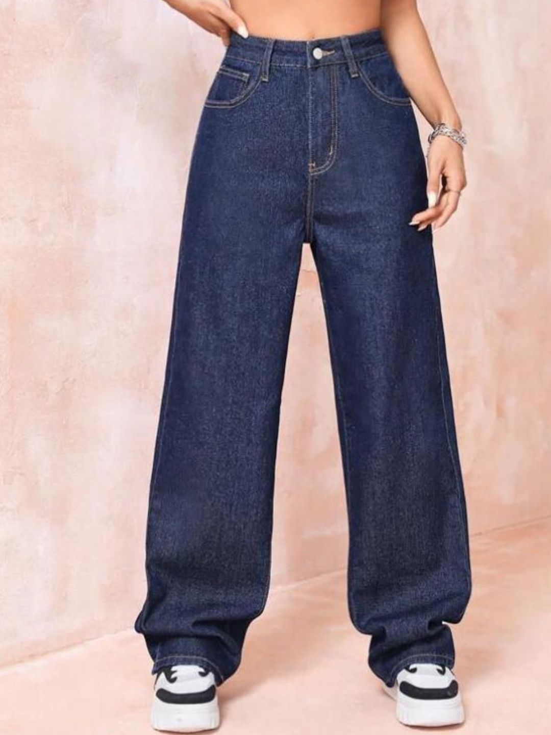 Kotty Women Wide Leg High-Rise Clean Look Stretchable Jeans