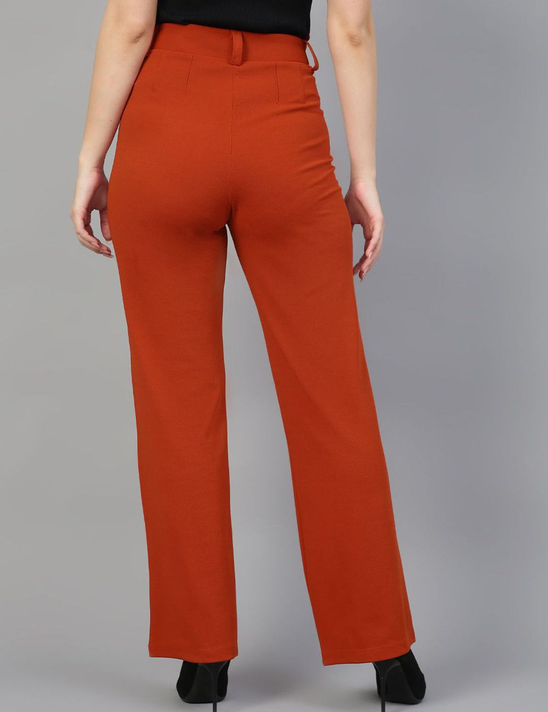 Kotty Women Relaxed Straight Leg Straight Fit High-Rise Easy Wash Trousers