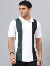 Kotty Men Colourblocked Polo Collar T-shirt