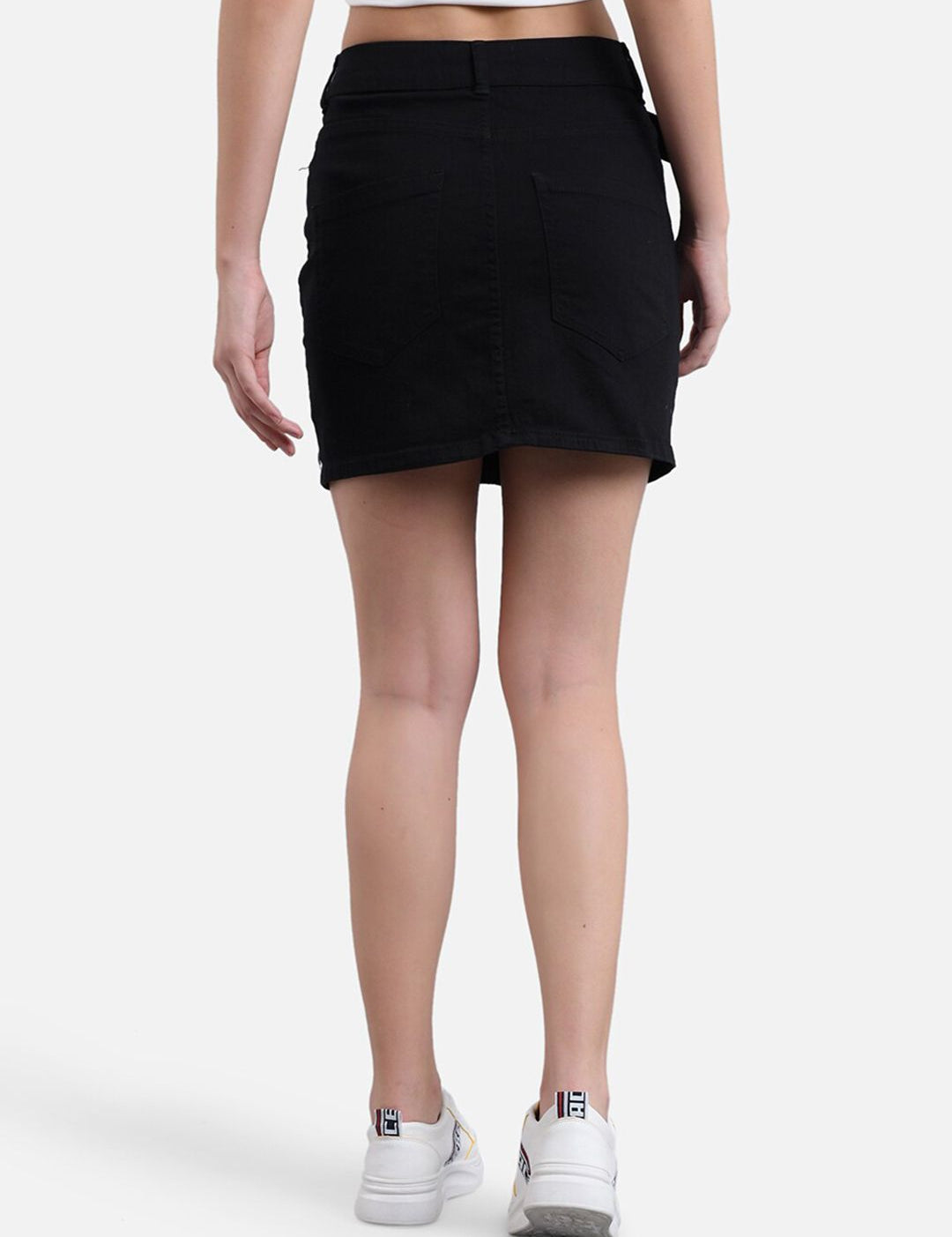 Kotty Women Black Solid Above Knee Straight Skirt