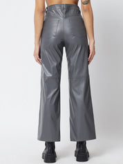 Kotty Women Grey Relaxed Straight Fit High-Rise Trousers