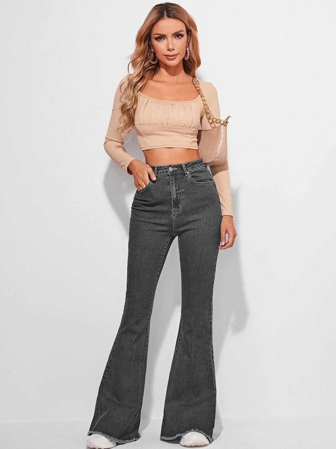 Kotty Women High Rise Jean Bootcut Clean Look Stretchable Jeans