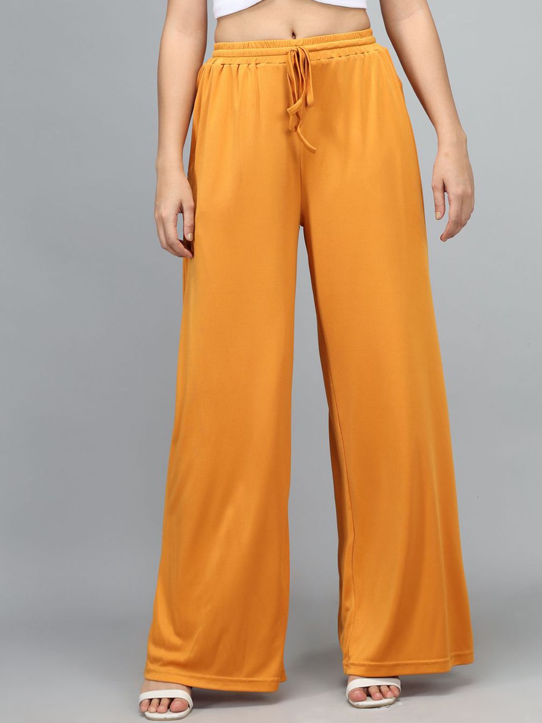 KOTTY Basics Women Orange Straight Fit High-Rise Easy Wash Parallel Trousers