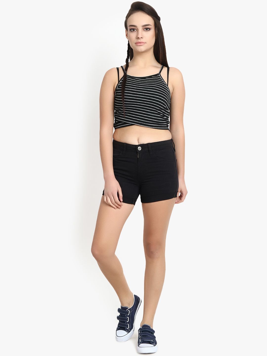 Kotty Women Black Solid Regular Fit Hot Pants