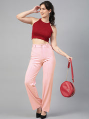 Kotty Women Straight Fit High-Rise Easy Wash Trousers