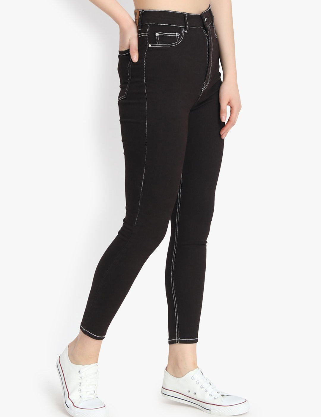 Kotty Women Black Skinny Fit High-Rise Clean Look Stretchable Jeans