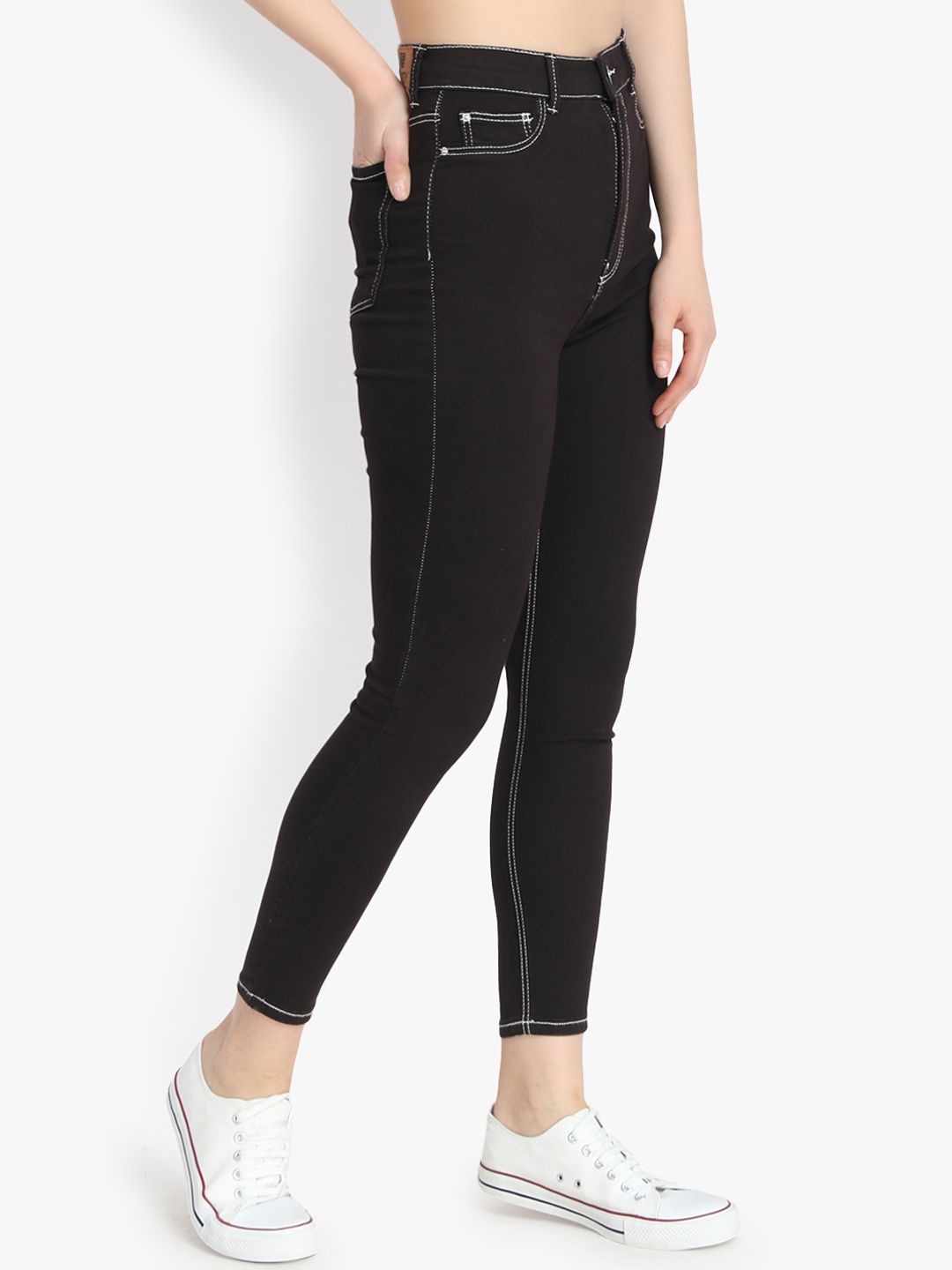 Kotty Women Black Skinny Fit High-Rise Clean Look Stretchable Jeans