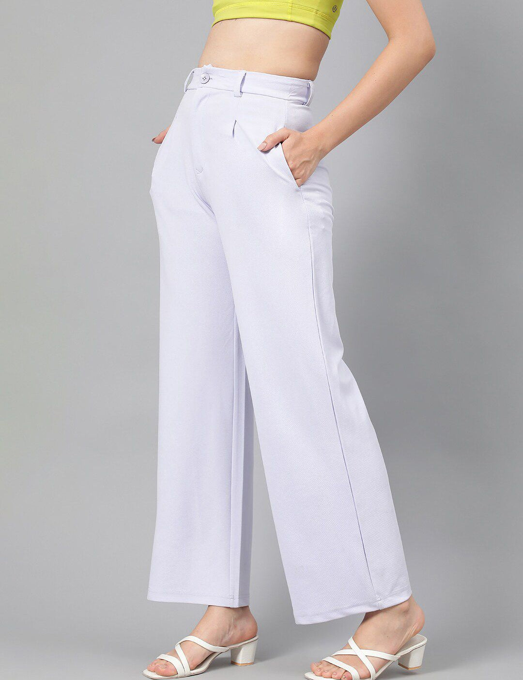 Kotty Women Purple Relaxed Straight Leg Fit High-Rise Easy Wash Parallel Trousers