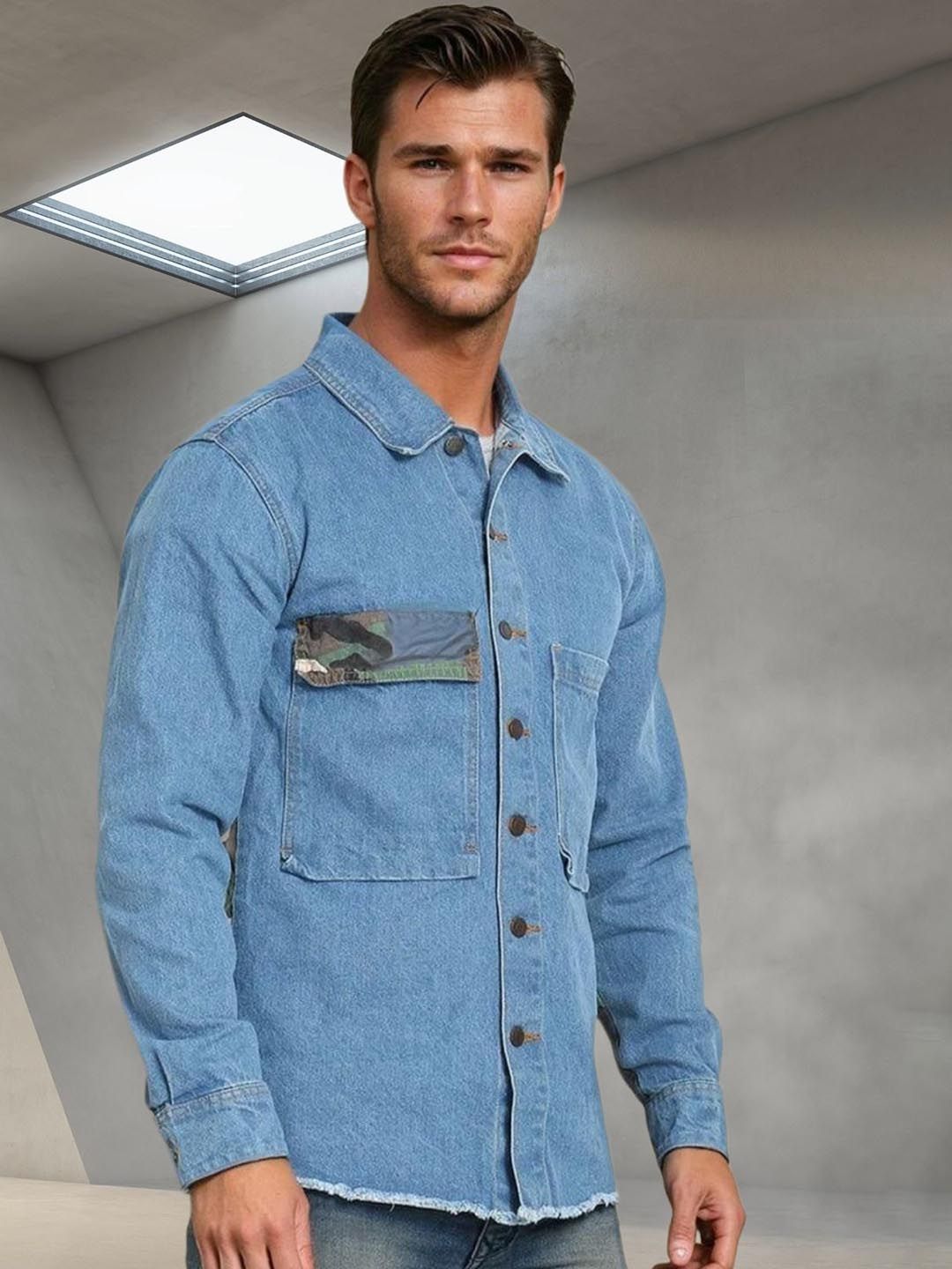 Kotty Abstract Printed Open Front Denim Jacket