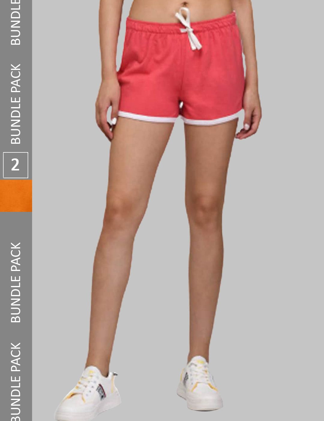 Kotty Pack of 2 Women Slim Fit Low-Rise Gym Cotton Shorts