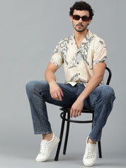 Kotty Men Cuban Collar Ethnic Motifs Printed Casual Shirt