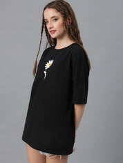 Kotty Graphic Printed Round Neck  Drop-Shoulder Sleeves Pure Cotton Oversized T-shirt