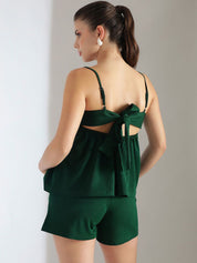 Kotty Green Square Neck Top With Short
