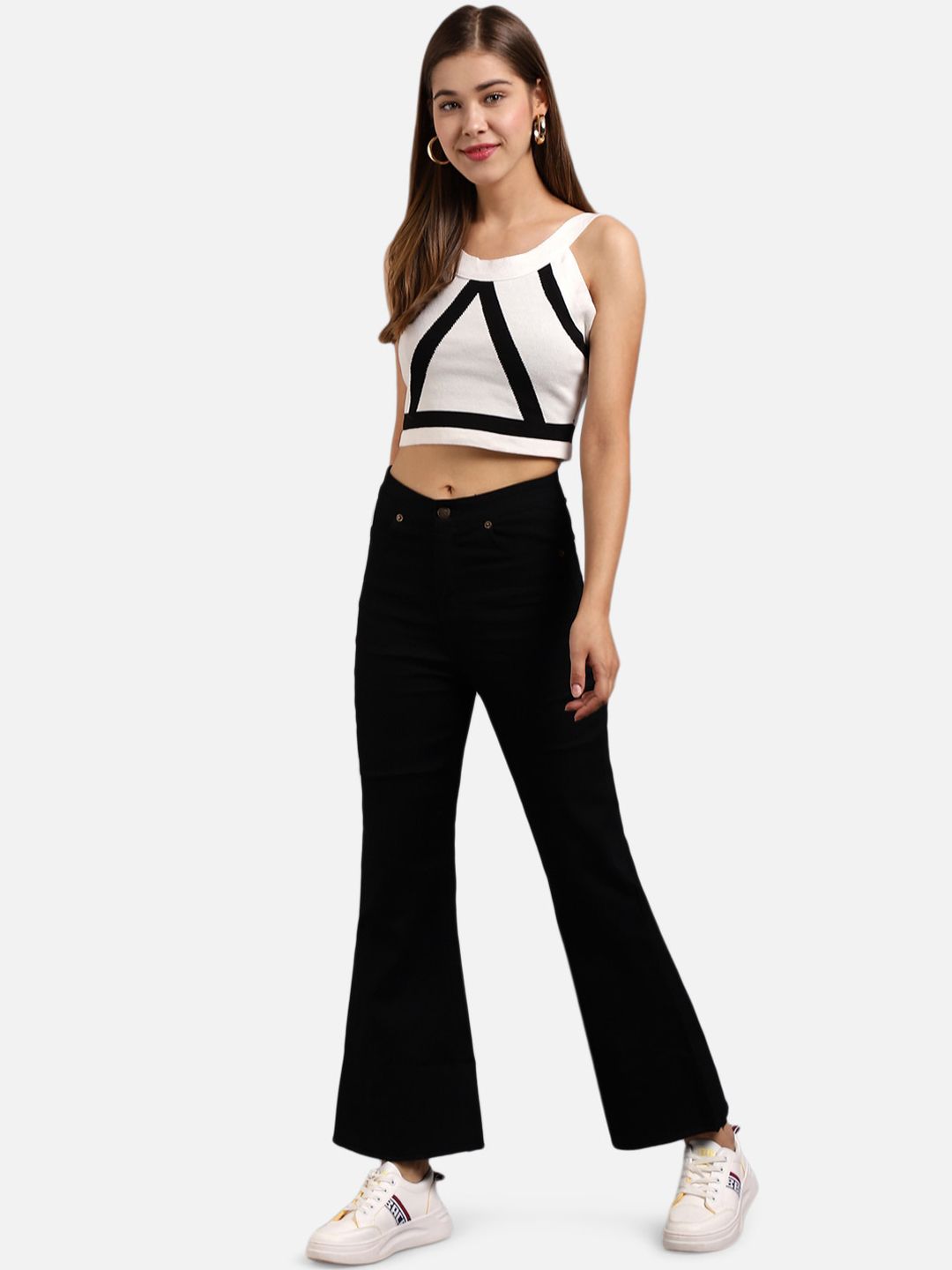 Kotty Women Black Flared High-Rise Clean Look Bootcut Jeans