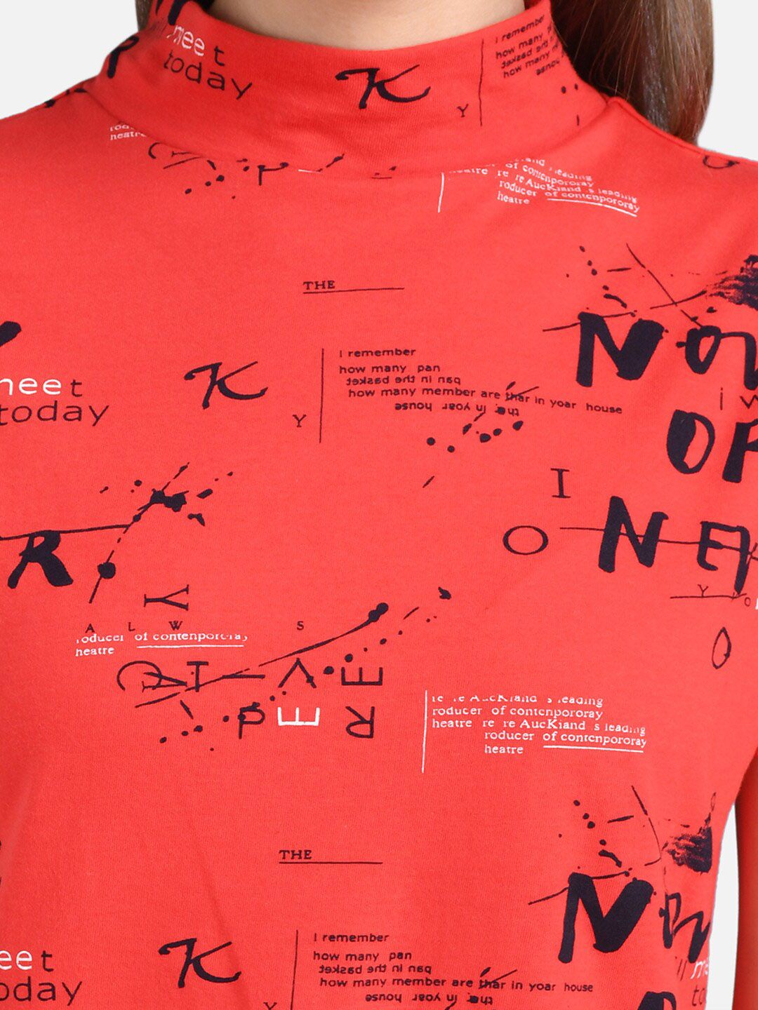 Kotty Women Red Printed Pure Cotton Top