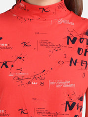 Kotty Women Red Printed Pure Cotton Top