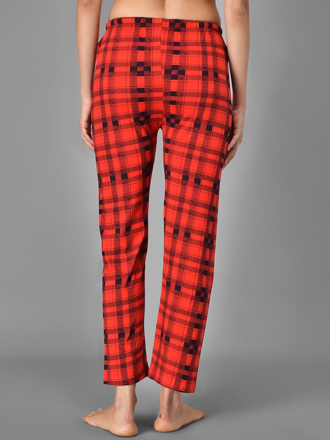 Kotty Women Red & Black Checked Night Suit