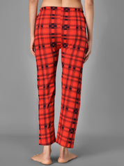 Kotty Women Red & Black Checked Night Suit