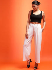 Stylecast X KOTTY Women High-Rise Relaxed Fit Parallel Trousers