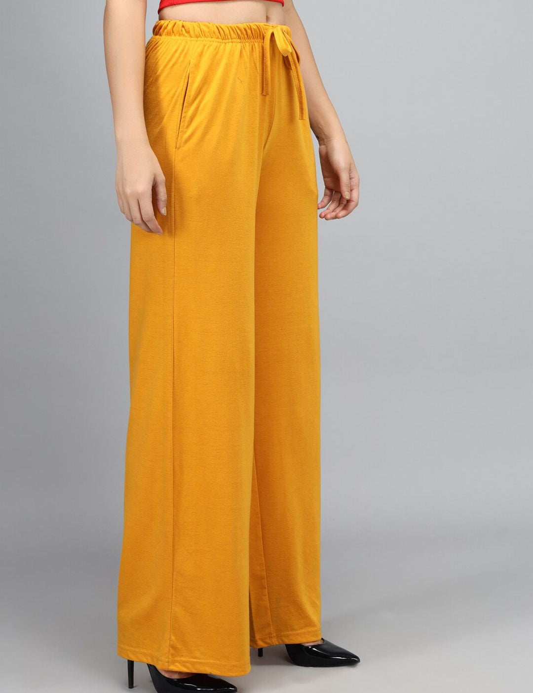 Kotty Women Yellow Loose Fit High-Rise Parallel Trousers