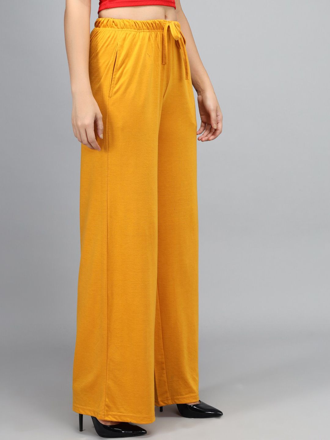 Kotty Women Yellow Loose Fit High-Rise Parallel Trousers