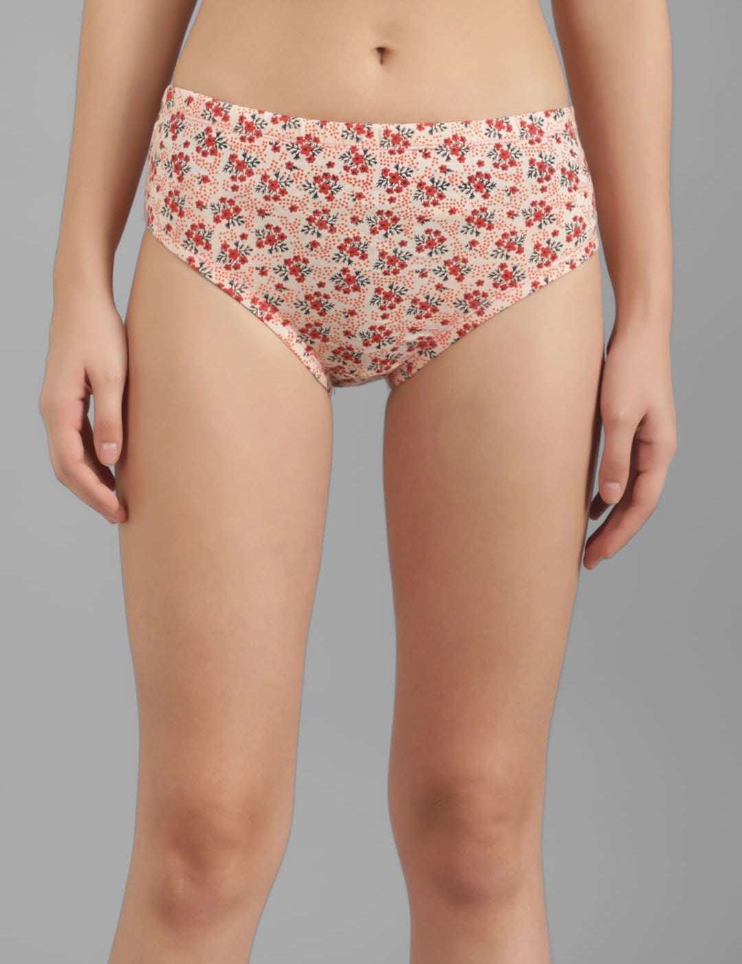 Kotty Women Beige & Red Floral Printed Cotton Hipster Briefs KTTWOMENSPANTY379