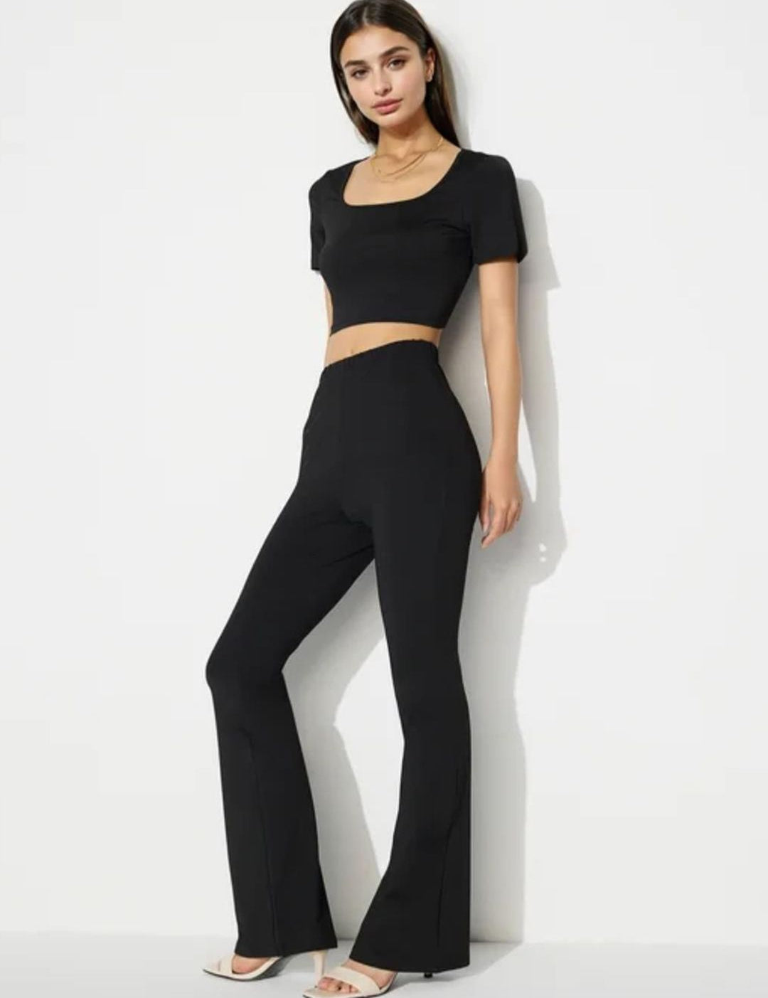 Kotty Black Square Neck Top With Trousers