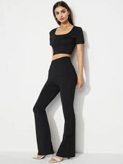 Kotty Black Square Neck Top With Trousers
