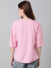 Kotty Typography Printed Drop-Shoulder Sleeves Oversized T-shirt