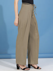 Kotty Women Relaxed Straight Fit High-Rise Easy Wash Pleated Trousers