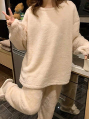 Kotty Fleece Women Round Neck Winter Co-ord Sets