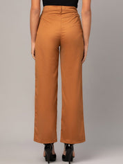 Kotty Women Relaxed Straight Fit High-Rise Easy Wash Trousers