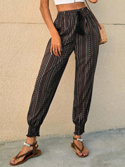 Kotty Women Black Printed Relaxed High-Rise Easy Wash Joggers