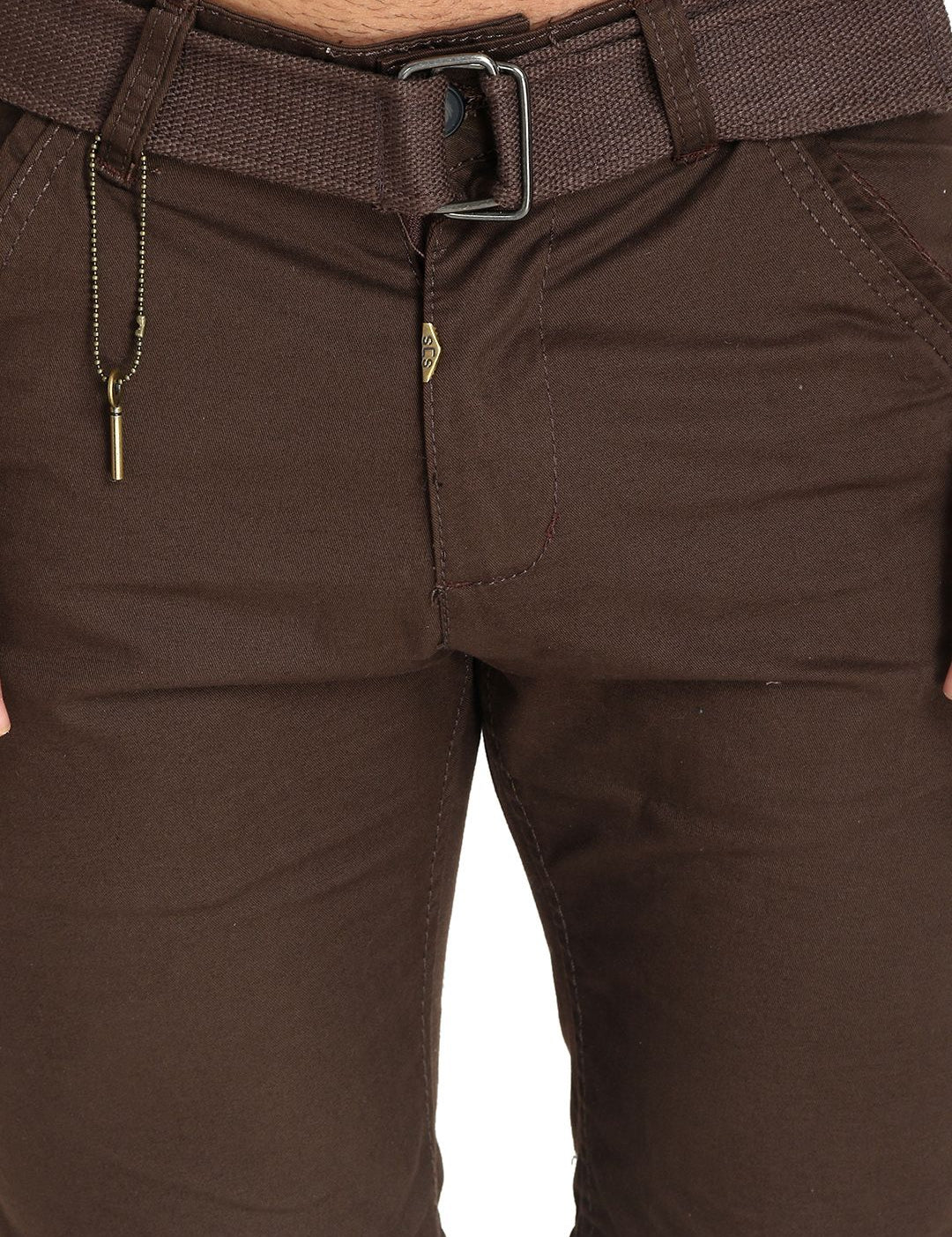 Kotty Men Coffee Brown Solid Regular Fit Regular Shorts