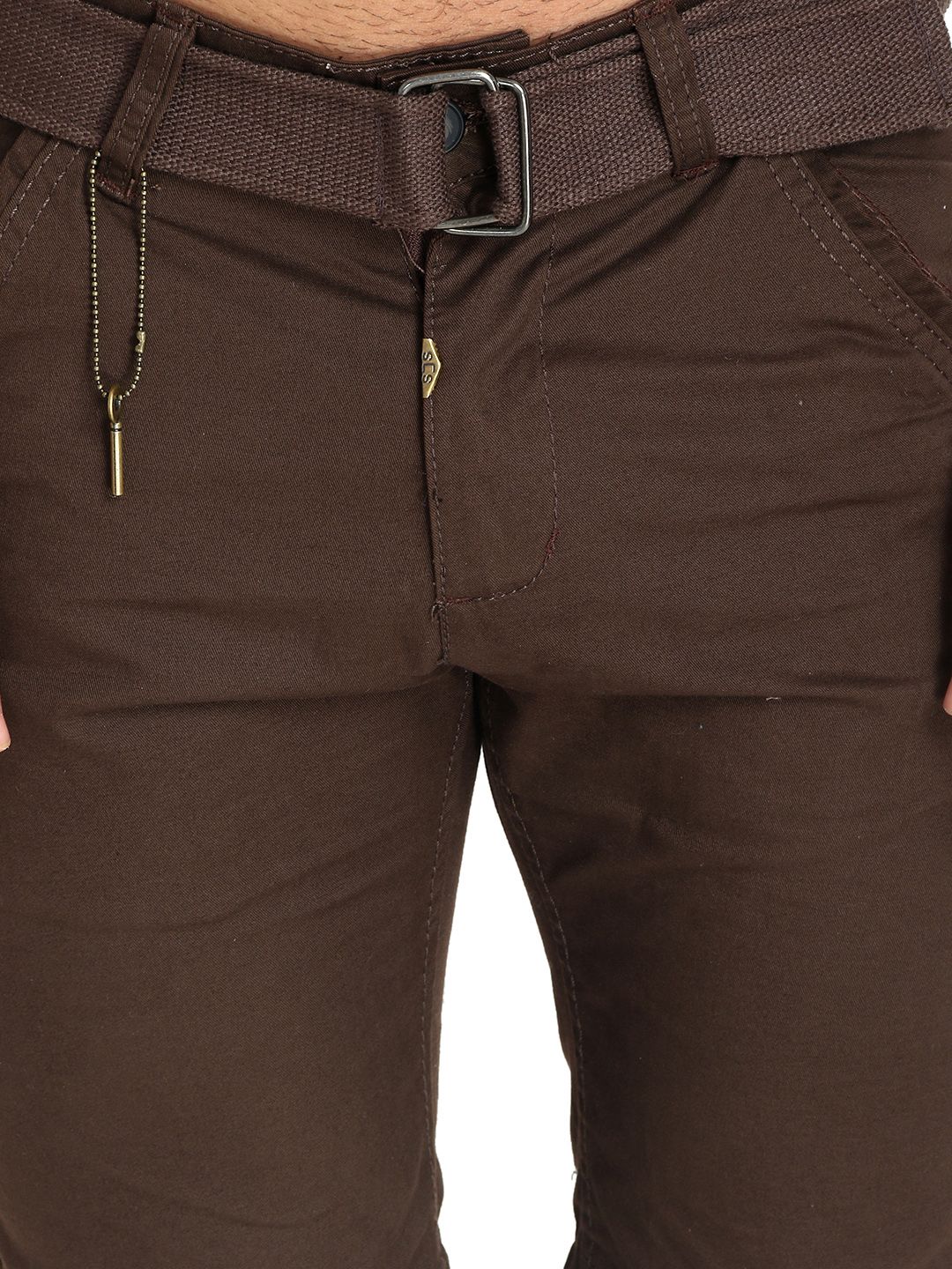 Kotty Men Coffee Brown Solid Regular Fit Regular Shorts