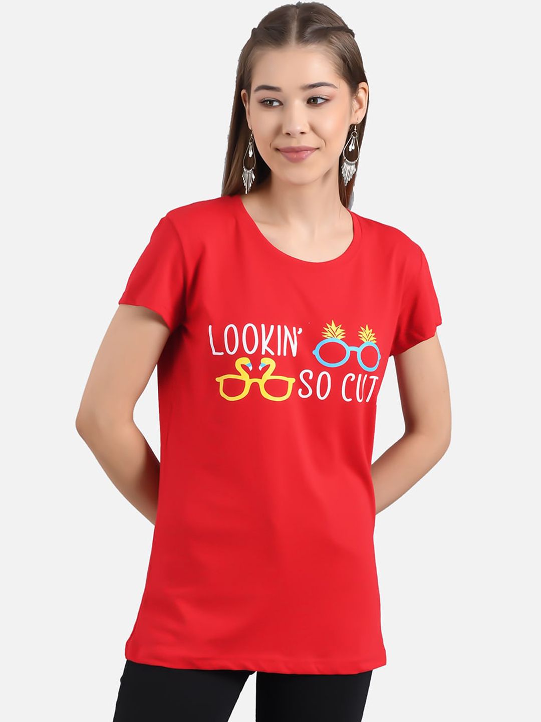 Kotty Women Pack Of 2 Printed Round Neck T-shirt