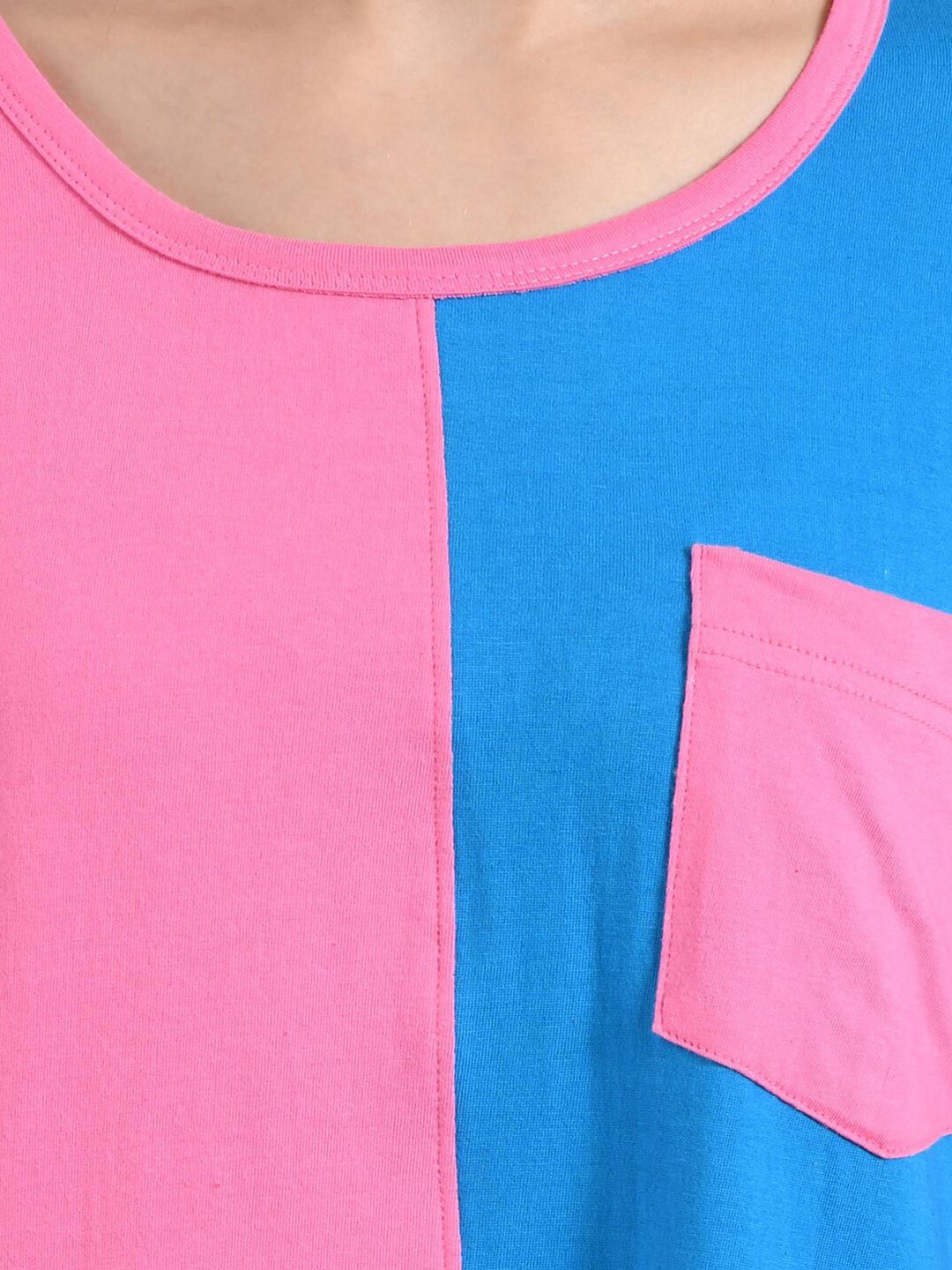 Kotty Colourblocked Round Neck Cotton T-shirt